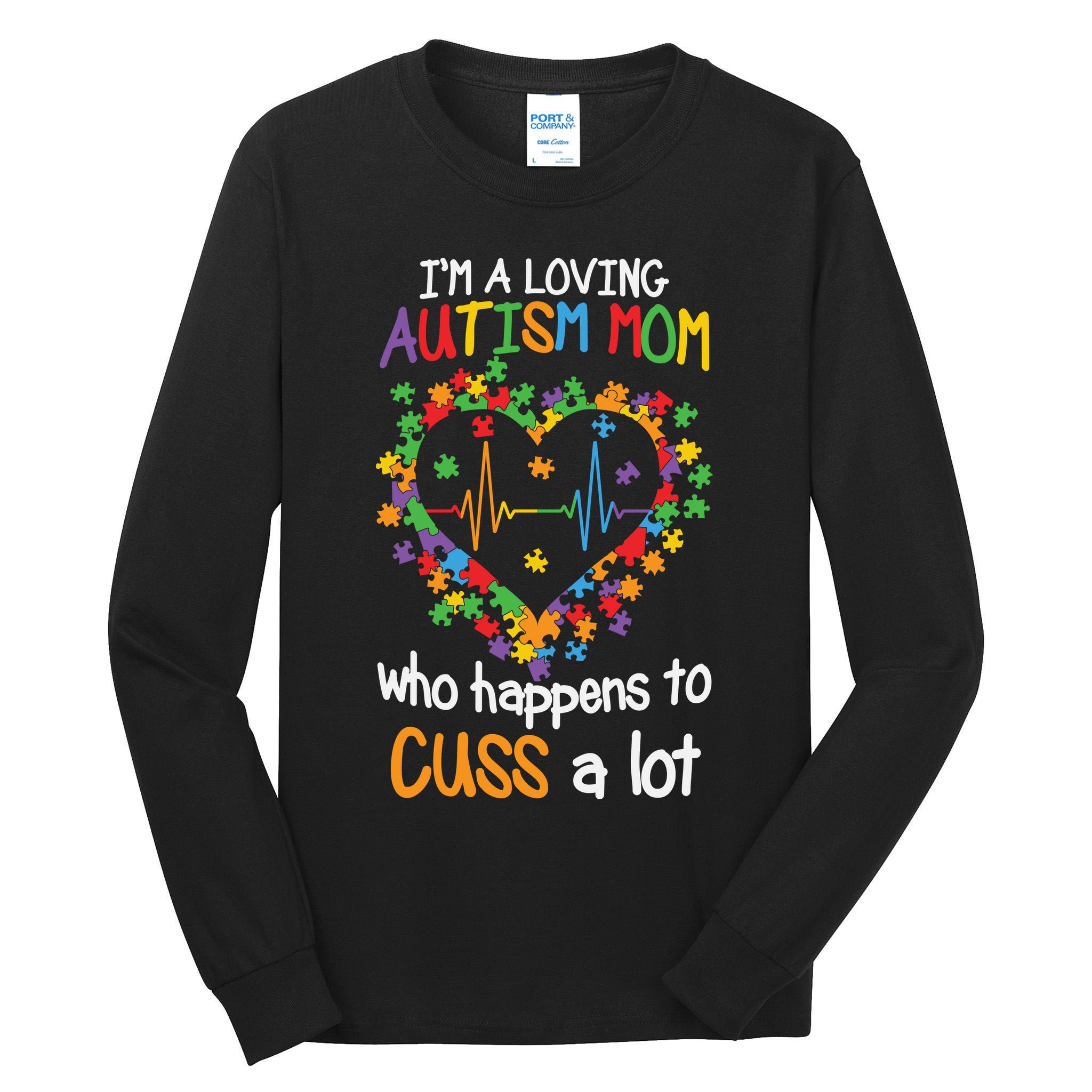 Autism Mom Autism Heart, Autism Puzzle Tall Long Sleeve T-Shirt