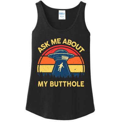 Ask Me About My Butthole Cute Alien Costume Adults Ufo Ladies Essential Tank