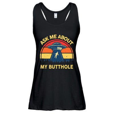 Ask Me About My Butthole Cute Alien Costume Adults Ufo Ladies Essential Flowy Tank