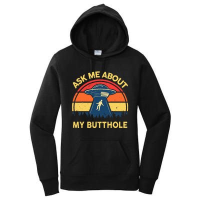 Ask Me About My Butthole Cute Alien Costume Adults Ufo Women's Pullover Hoodie