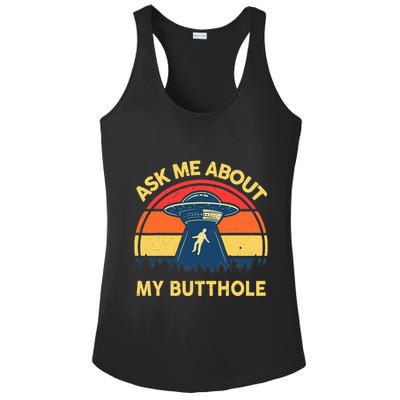 Ask Me About My Butthole Cute Alien Costume Adults Ufo Ladies PosiCharge Competitor Racerback Tank