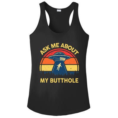 Ask Me About My Butthole Cute Alien Costume Adults Ufo Ladies PosiCharge Competitor Racerback Tank