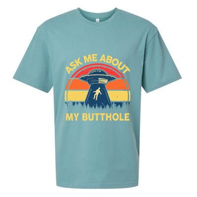Ask Me About My Butthole Cute Alien Costume Adults Ufo Sueded Cloud Jersey T-Shirt