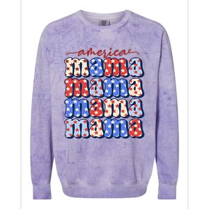 American Mama All American Mama Fourth Of July Mom Mother's Day 4th Of July Colorblast Crewneck Sweatshirt