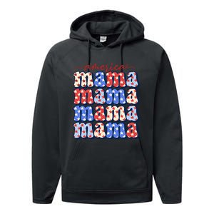 American Mama All American Mama Fourth Of July Mom Mother's Day 4th Of July Performance Fleece Hoodie