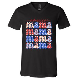 American Mama All American Mama Fourth Of July Mom Mother's Day 4th Of July V-Neck T-Shirt