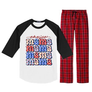 American Mama All American Mama Fourth Of July Mom Mother's Day 4th Of July Raglan Sleeve Pajama Set