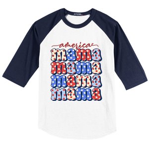 American Mama All American Mama Fourth Of July Mom Mother's Day 4th Of July Baseball Sleeve Shirt