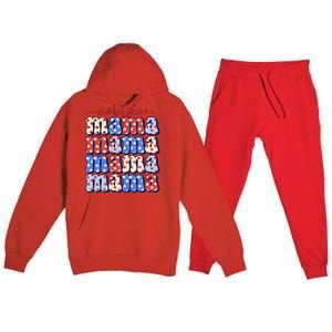 American Mama All American Mama Fourth Of July Mom Mother's Day 4th Of July Premium Hooded Sweatsuit Set