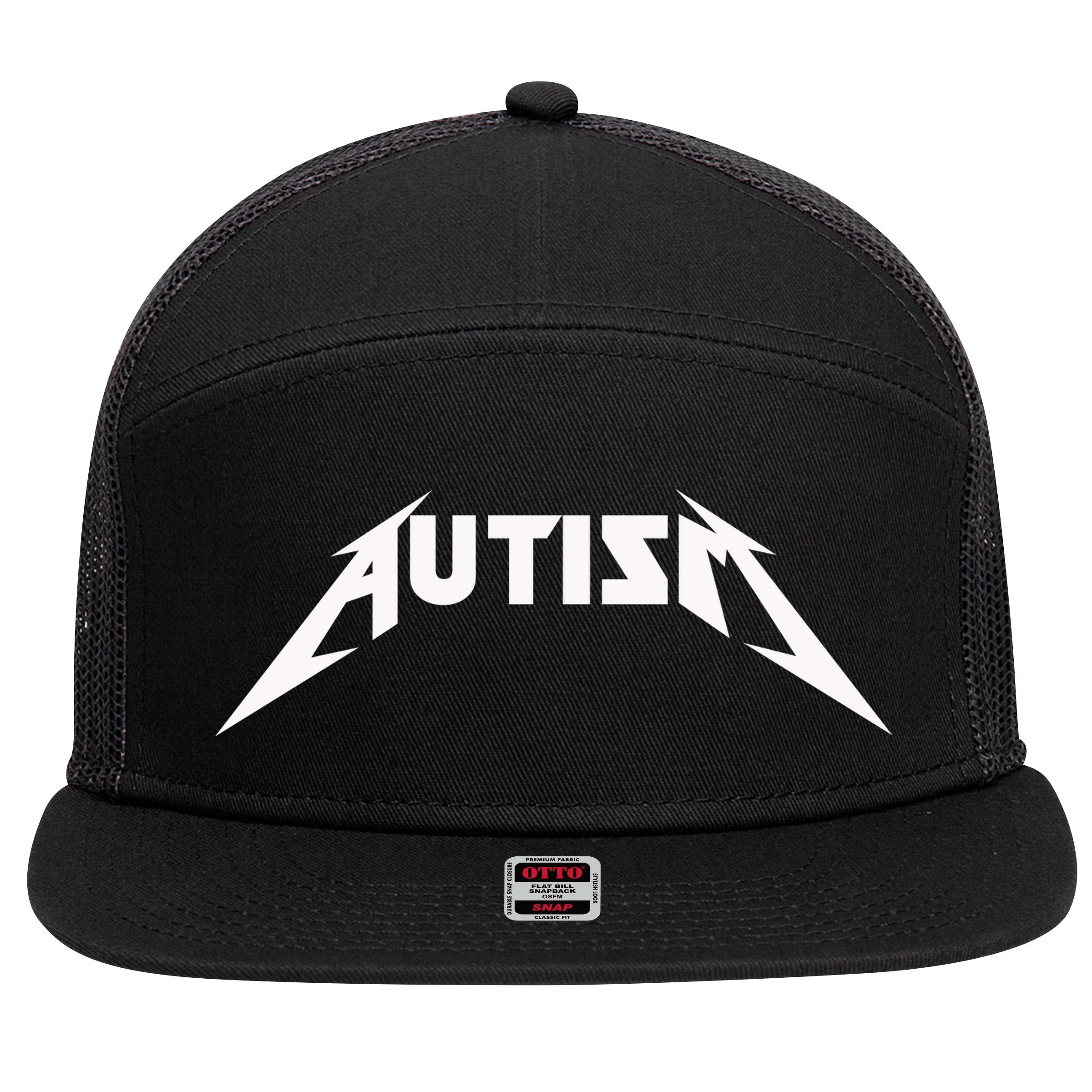 Autism Meme 7 Panel Mesh Trucker Snapback Hat
