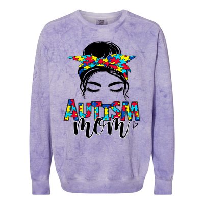 Autism Mom Autism Awareness Autism Mother Support Great Gift Colorblast Crewneck Sweatshirt