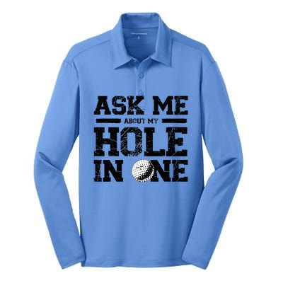 Ask Me About My Hole In One Silk Touch Performance Long Sleeve Polo