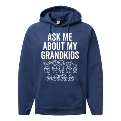 Ask Me About My Grand For Grandparent With Grand Gift Performance Fleece Hoodie