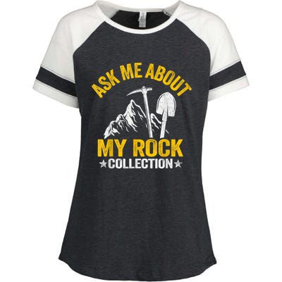 Ask Me About My Rock Collection Collector Jokes Geologist Enza Ladies Jersey Colorblock Tee