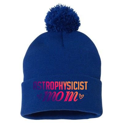 Astrophysicist Mom Astrophysics Watching Planets Telescope Gift Pom Pom 12in Knit Beanie