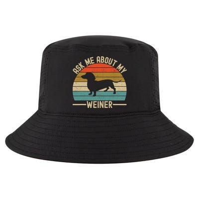 Ask Me About My Weiner Dachshund Dad Cool Comfort Performance Bucket Hat
