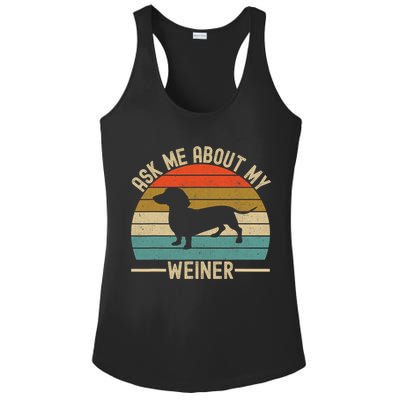 Ask Me About My Weiner Dachshund Dad Ladies PosiCharge Competitor Racerback Tank