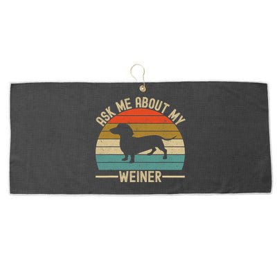 Ask Me About My Weiner Dachshund Dad Large Microfiber Waffle Golf Towel