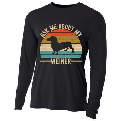 Ask Me About My Weiner Dachshund Dad Cooling Performance Long Sleeve Crew
