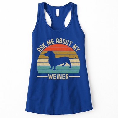 Ask Me About My Weiner Dachshund Dad Womens Tank Top