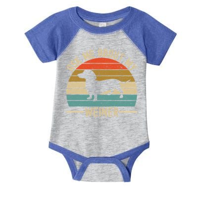 Ask Me About My Weiner Dachshund Dad Infant Baby Jersey Bodysuit