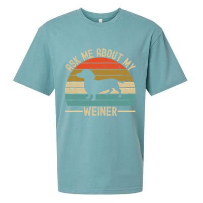 Ask Me About My Weiner Dachshund Dad Sueded Cloud Jersey T-Shirt