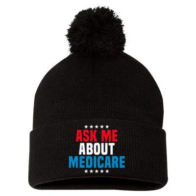 Ask Me About Medicare Health Insurance Consultant Pom Pom 12in Knit Beanie