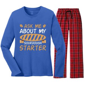 Ask Me About My Sourdough Starter Gift Women's Long Sleeve Flannel Pajama Set 