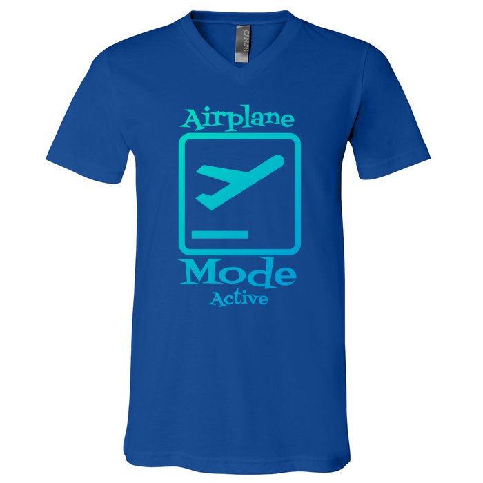 Airplane Mode Active Frequent Flyer World Traveler Cute Gift V-Neck T-Shirt