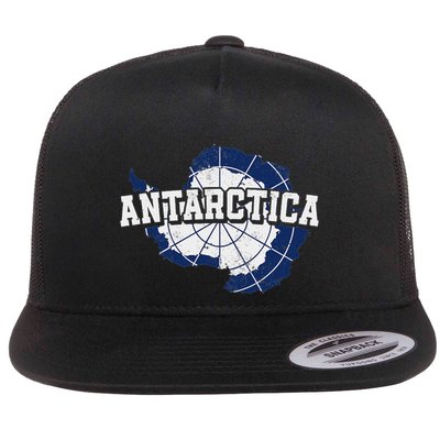 Antarctica Map And Flag Souvenir Antarctic Flat Bill Trucker Hat