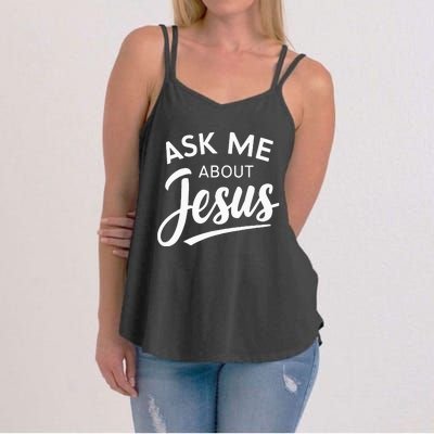 Ask Me About Jesus Religious Christian Women's Strappy Tank