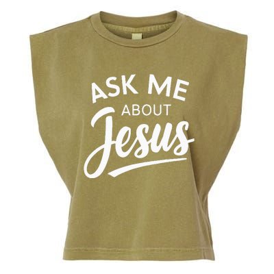 Ask Me About Jesus Religious Christian Garment-Dyed Women's Muscle Tee