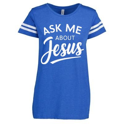 Ask Me About Jesus Religious Christian Enza Ladies Jersey Football T-Shirt