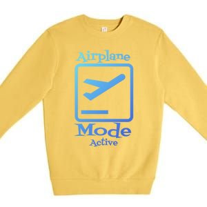 Airplane Mode Active Frequent Flyer World Traveler Cute Gift Premium Crewneck Sweatshirt