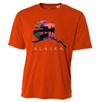 Alaskan Moose A.U.R.O.R.A Borealis Alaska State & Landscape Cooling Performance Crew T-Shirt