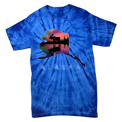 Alaskan Moose A.U.R.O.R.A Borealis Alaska State & Landscape Tie-Dye T-Shirt