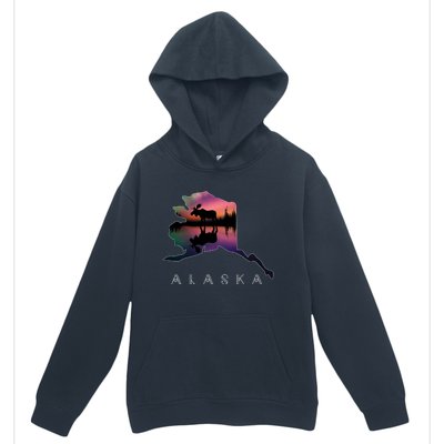 Alaskan Moose A.U.R.O.R.A Borealis Alaska State & Landscape Urban Pullover Hoodie