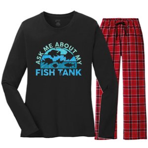 Ask Me About My Fish Tank Aquarium Owner Fish Keeping Women's Long Sleeve Flannel Pajama Set 