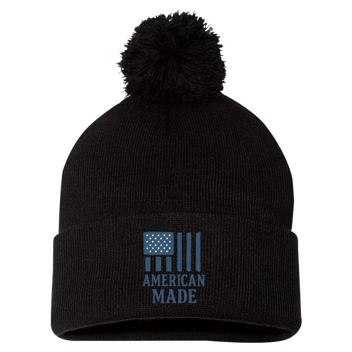 American Made Pom Pom 12in Knit Beanie