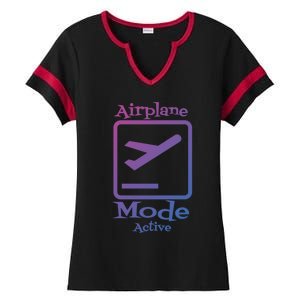 Airplane Mode Active Frequent Flyer World Traveler Cute Gift Ladies Halftime Notch Neck Tee