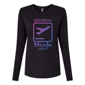 Airplane Mode Active Frequent Flyer World Traveler Cute Gift Womens Cotton Relaxed Long Sleeve T-Shirt