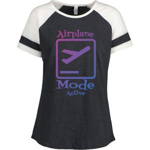 Airplane Mode Active Frequent Flyer World Traveler Cute Gift Enza Ladies Jersey Colorblock Tee