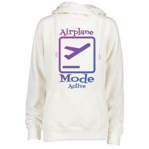 Airplane Mode Active Frequent Flyer World Traveler Cute Gift Womens Funnel Neck Pullover Hood