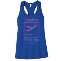 Airplane Mode Active Frequent Flyer World Traveler Cute Gift Women's Racerback Tank