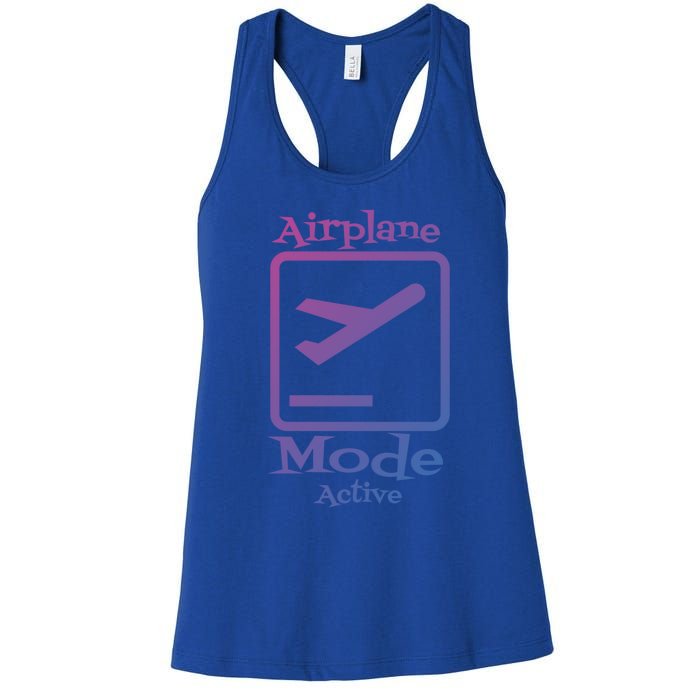 Airplane Mode Active Frequent Flyer World Traveler Cute Gift Women's Racerback Tank