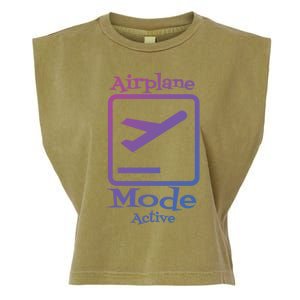 Airplane Mode Active Frequent Flyer World Traveler Cute Gift Garment-Dyed Women's Muscle Tee