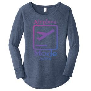 Airplane Mode Active Frequent Flyer World Traveler Cute Gift Women's Perfect Tri Tunic Long Sleeve Shirt