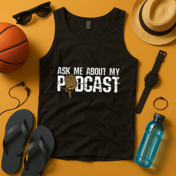 Ask Me About My Podcast Broadcaster Podcaster Host Tank Top