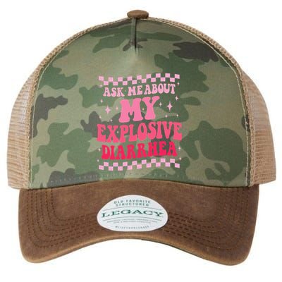 Ask Me About My Explosive Diarrhea Funny Poop Meme Groovy Legacy Tie Dye Trucker Hat