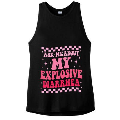 Ask Me About My Explosive Diarrhea Funny Poop Meme Groovy Ladies PosiCharge Tri-Blend Wicking Tank